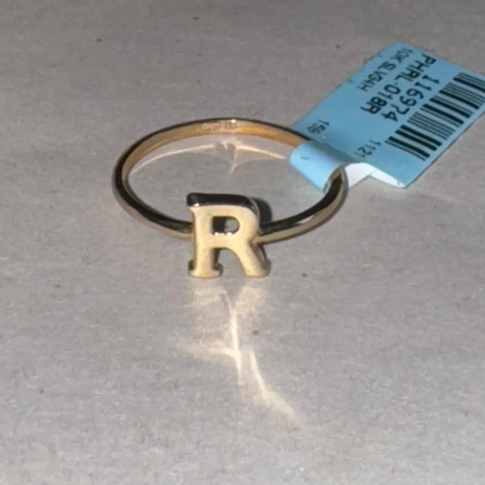 10k Solid Gold R Initial Letter ring, Monogram R Letter Gold Ring gift for her - Picture 1 of 6